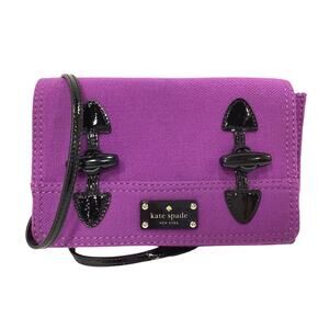 Kate Spade Purple Tweed & Black Patent Leather Toggle Accent Crossbody Rare EUC